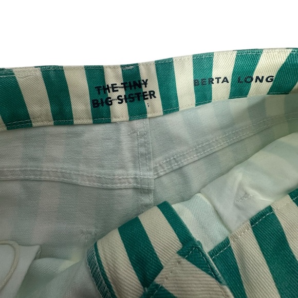 NWOT FP x The Tiny Big Sister Berta Green/White Stripe Long Jeans - Picture 10 of 13